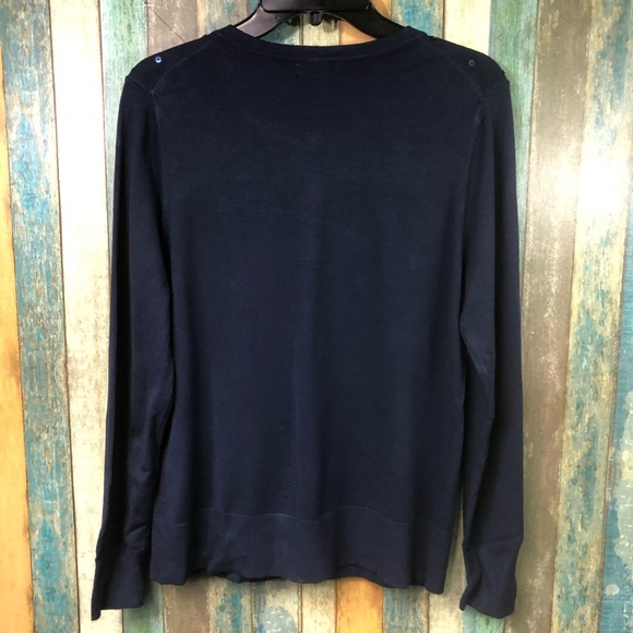 Charter Club Sequin Navy Cardigan - Picture 3 of 5